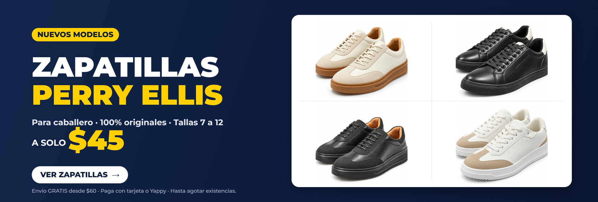 Zapatillas Perry Ellis para caballero, nuevos modelos a $45