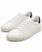 Par de zapatillas Perry Ellis blancas de cuero para caballero, con talón azul marino y suela crema