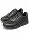 Par de zapatillas deportivas Perry Ellis negras para caballero, de tela y cuero con suela gruesa negra